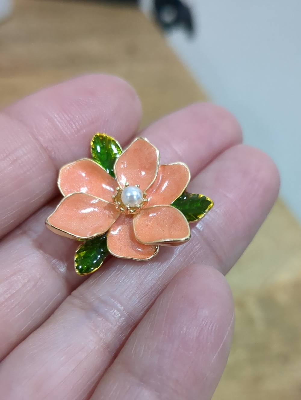 Enamel Floral Faux Pearl Earrings UNBRANDED